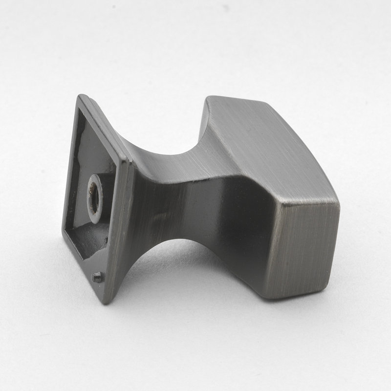 1 1/8" Length Rectangular Knob, Brushed Pewter