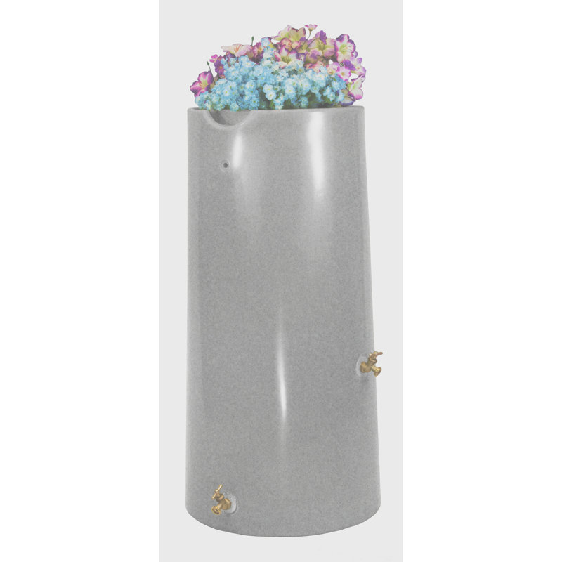 Light Granite 50-Gallon Plastic Planter Rain Barrel