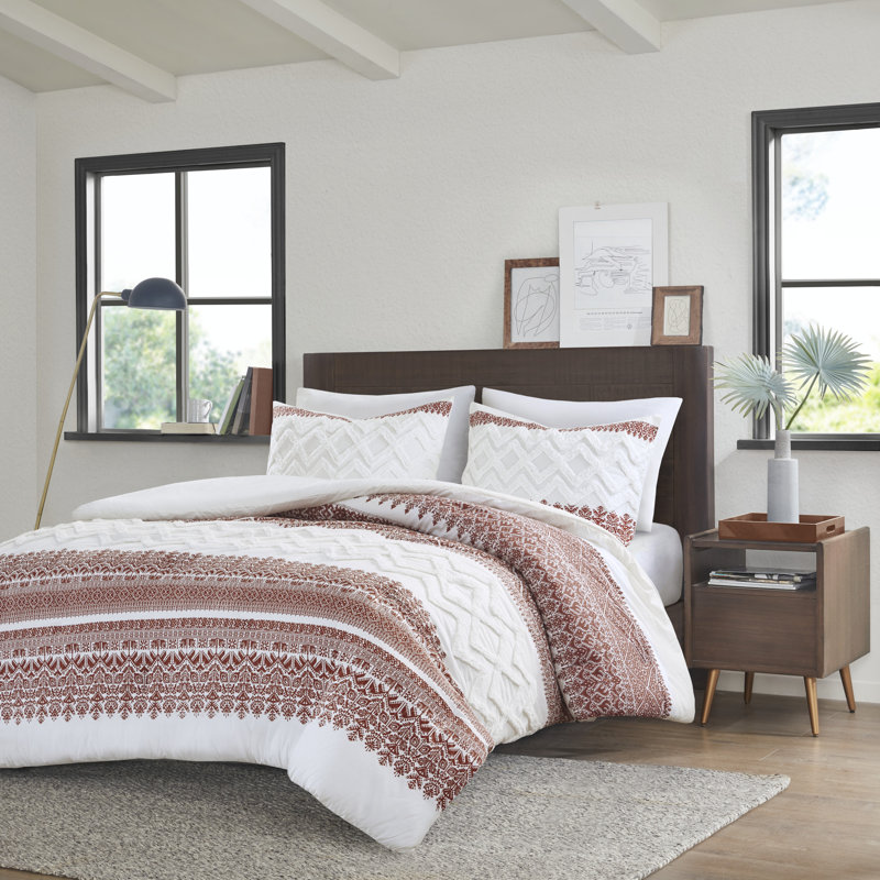 Ensemble de housse de couette en coton Mila avec capitonnage en chenille Mila, Gris