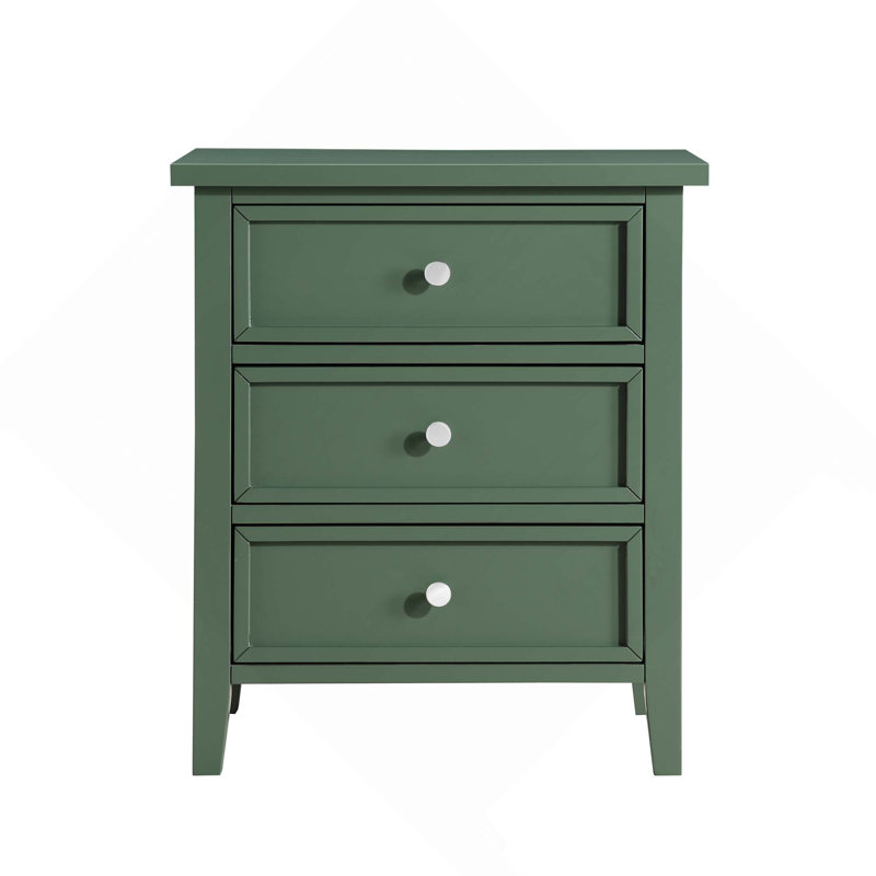 Table de chevet 3 tiroirs Vintage, Vert antique
