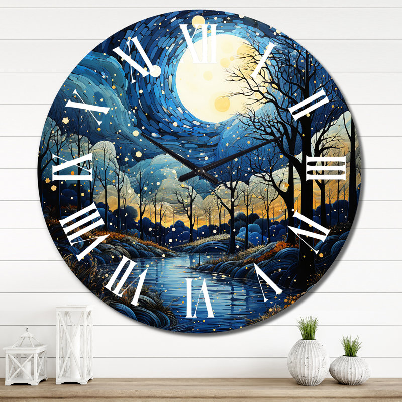 Horloge murale pointillisme bleu ciel céleste, Très grand
