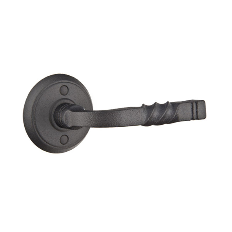 Faux levier de porte double avec rosette San Carlos, Acier plat noir, Droite