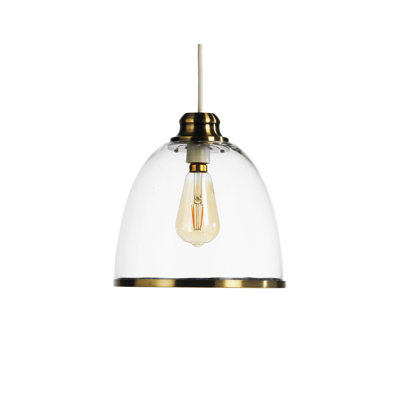 24 cm H Round Glass Pendant Shade ( Hook & Loop Fastener ) in Gold