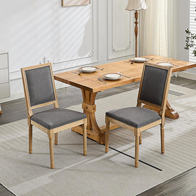 Ensemble de 2 chaises de salle à manger françaises à dossier carré