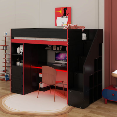 Lit mezzanine simple avec bureau et rangement