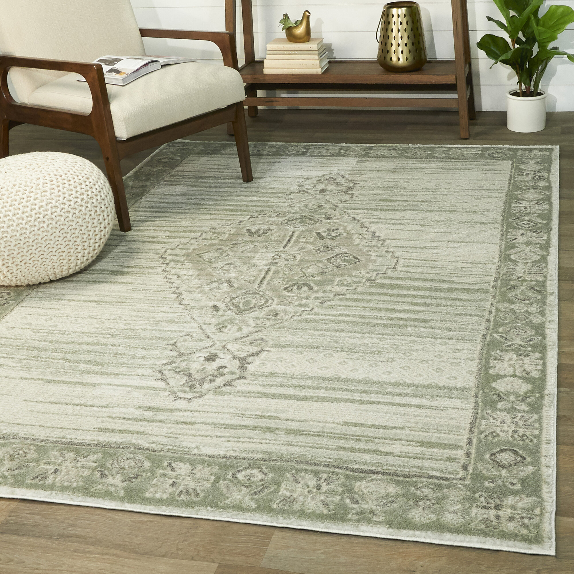 Steelside™ Justice Handmade Flatweave Cotton Muddy Green Rug