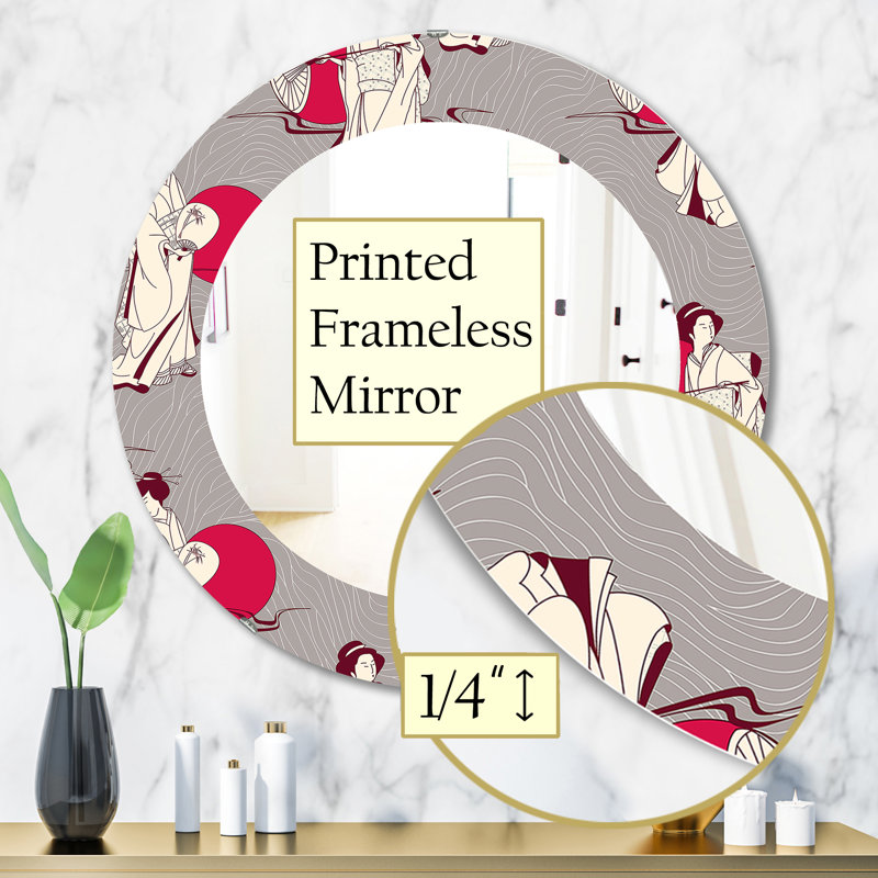 Miroir décoratif japonais Geisha, H 31,5 po x l po