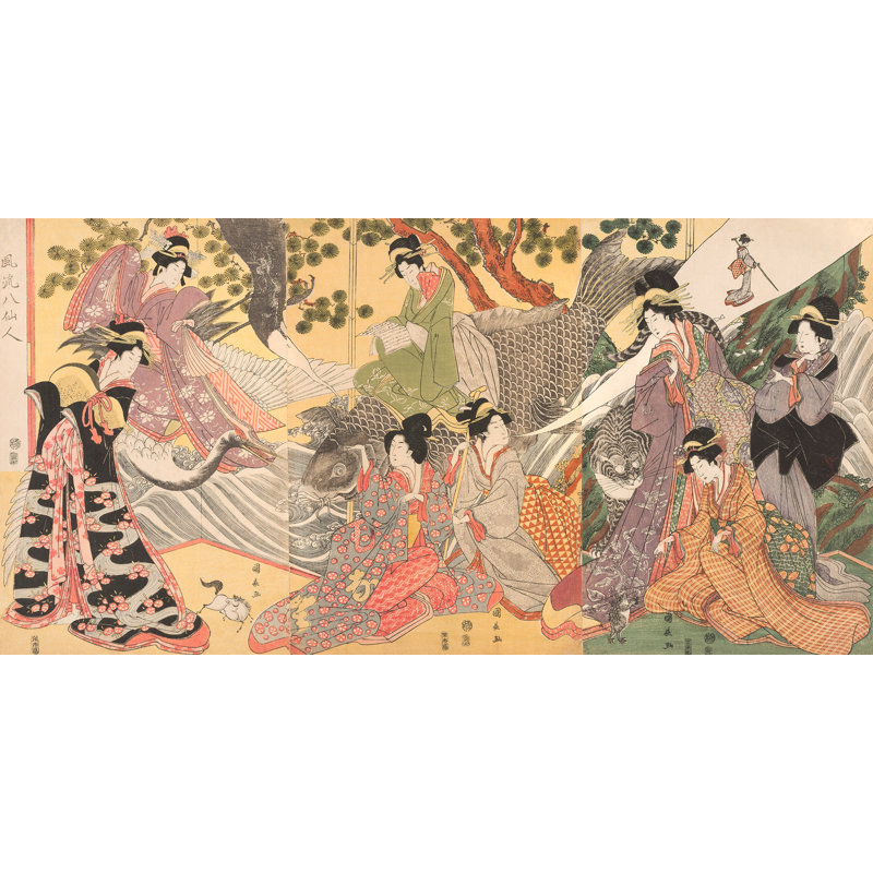 Kabuki Players As The Eight Sennin by Kininaga - Wrapped Canvas Print, 50cm H x 100cm W x 4cm D