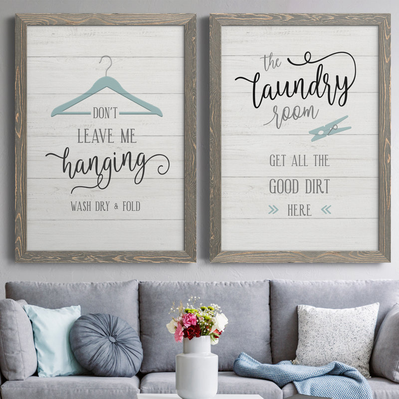Don't laissez - ensemble de 2 pièces d'art textuel sur toile, H 31,5 po x l 47 po x P 1,5 po, Encadré gris