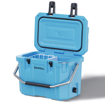 55 Quart Cooler With Wheels, Ice Chests Portable Camping Cooler Holds Ice Up To 6 Days, Leak-proof Outdoor Insulated Cooler With Handle, Cup Holders, Hard Cooler For Camping, Beach, Boat