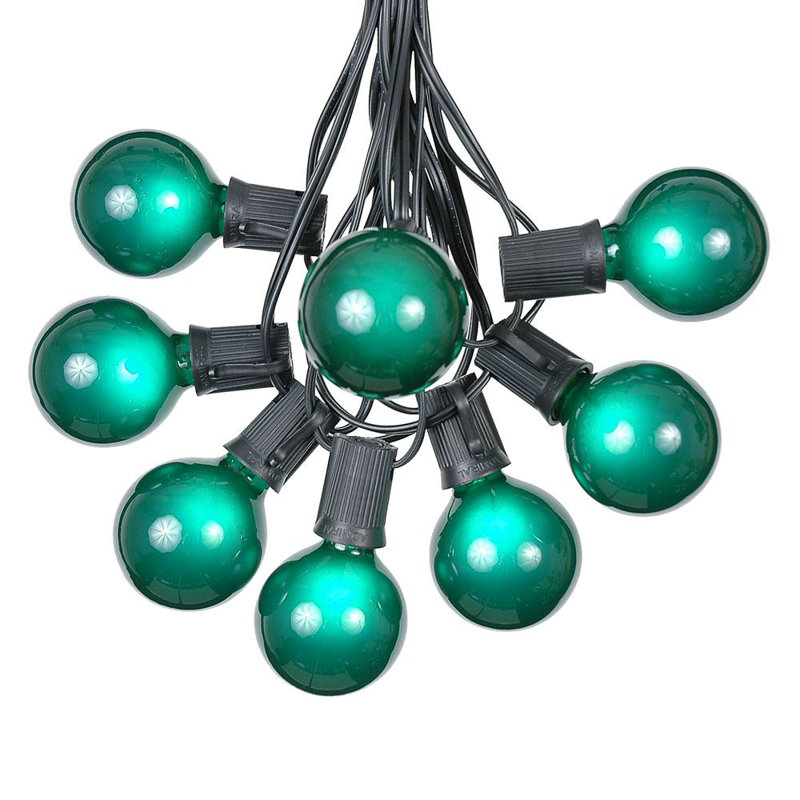 Guirlande de 25 lumières sphériques d'extérieur 25 pi, Vert, Noir
