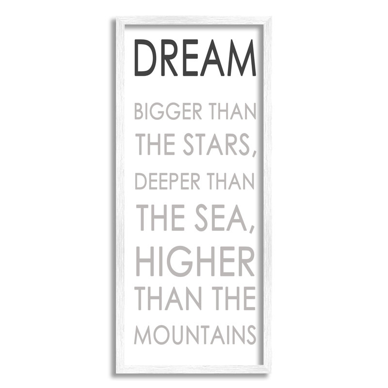 Traduction libre «Dream Bigger Than the Stars» par Anna Quach - Art textuel, H 30 po x l 13 po