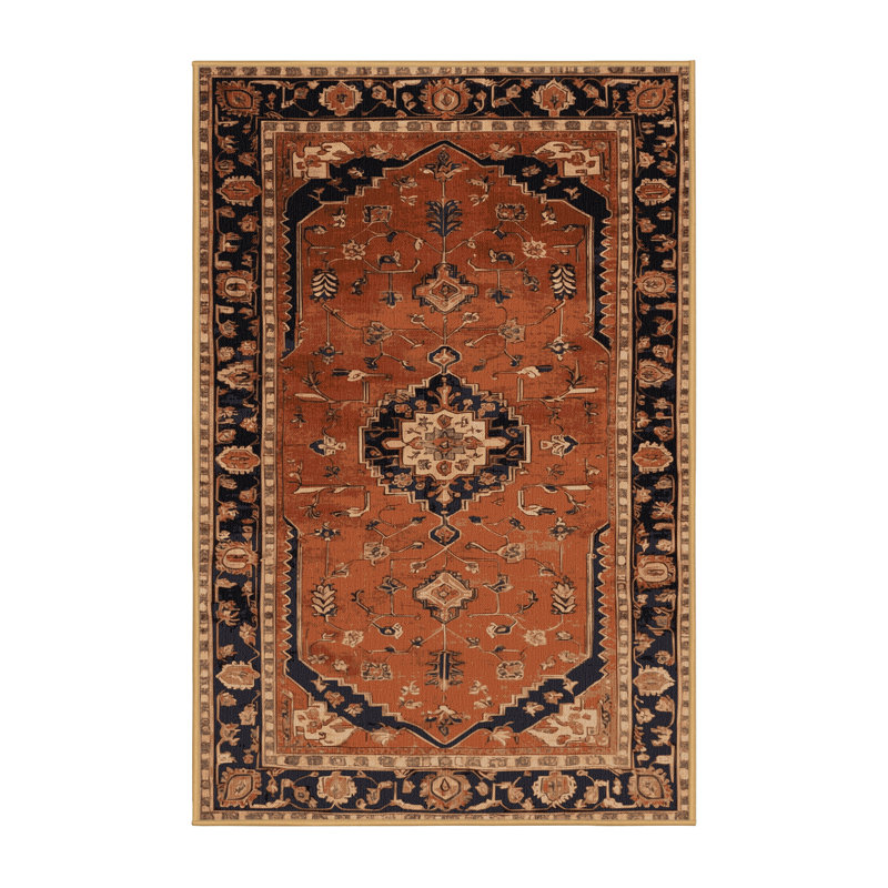 Machine Washable Persian Brown Area Rug, Rectangle 3' x 5'