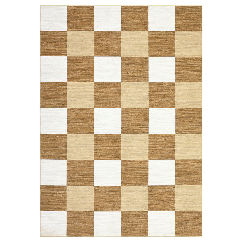 Washable Rug Non Slip Modern Checkered Plaid Hallway Living Room Rug with Rubber Backing Carpet for Kitchen Laundry Entryway