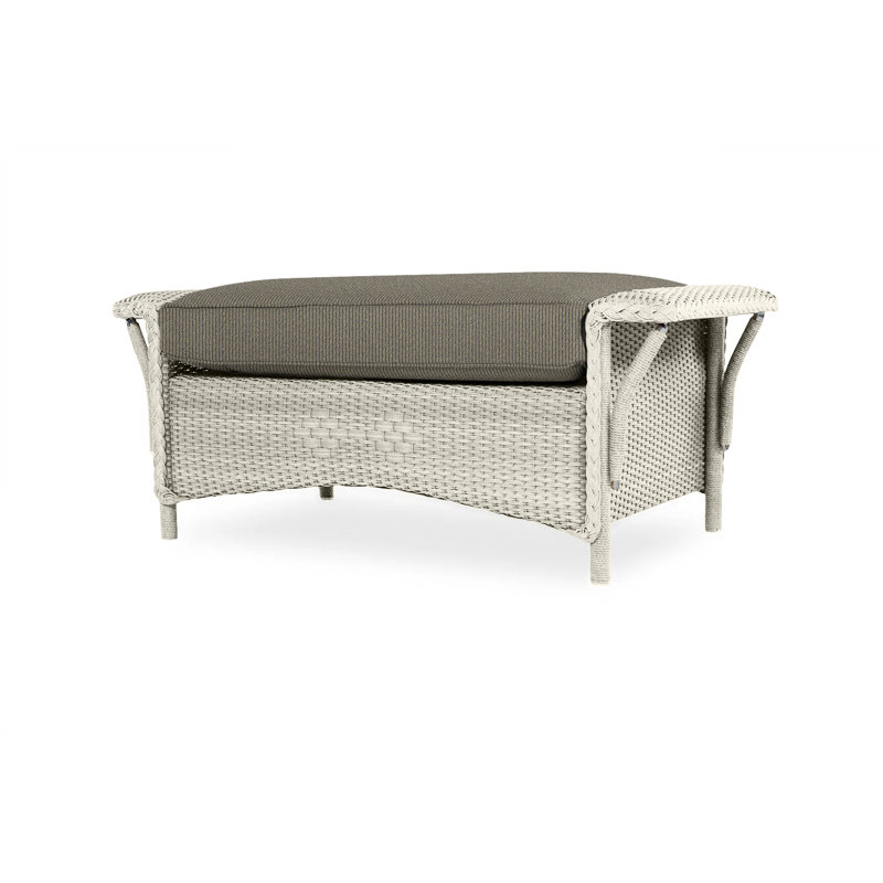Nantucket Outdoor Ottoman, Flagship Lapis Sunbrella®, Linen