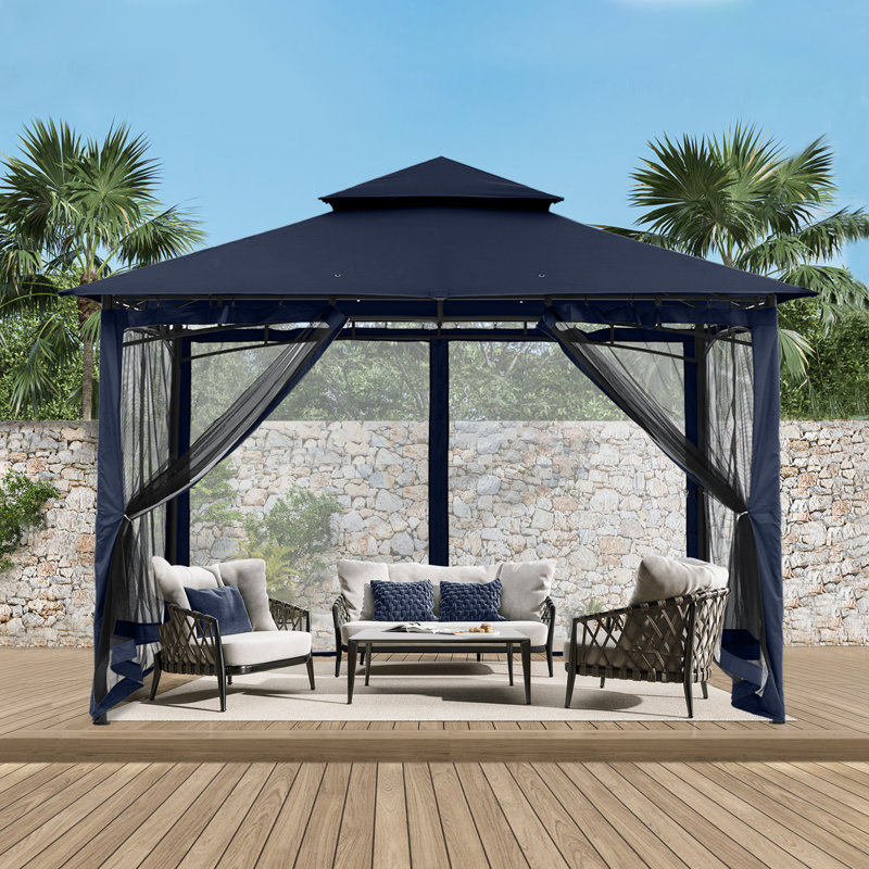 Steel Patio The Soft Roof Gazebos, Navy Blue, 11 Ft. W x 11 Ft.