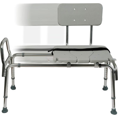 Sliding Tub Transfer Bench and Shower Chair with Adjustable Seat