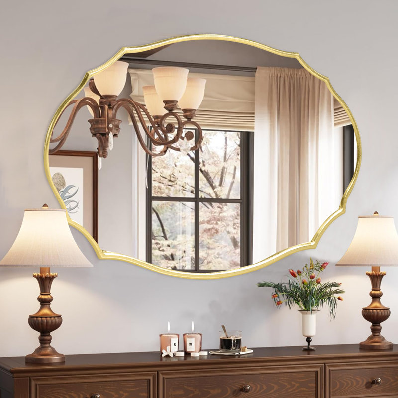 Flat Accent Wall Mirror, Gold