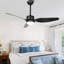 Ventilateur de lustre d'intérieur de 46 pouces, ventilateur de plafond noir moderne avec lumières et télécommande, ventilateur de plafond réversible à 6 vitesses pour la chambre à coucher