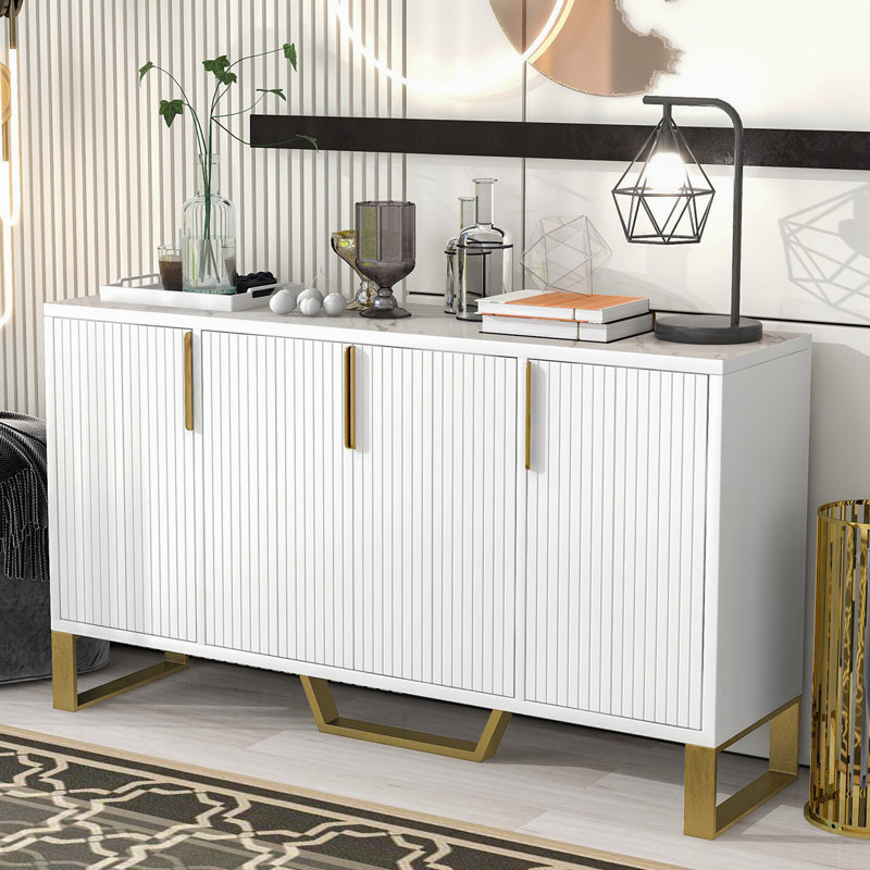 Buffet moderne à quatre portes Kurosh, Blanc