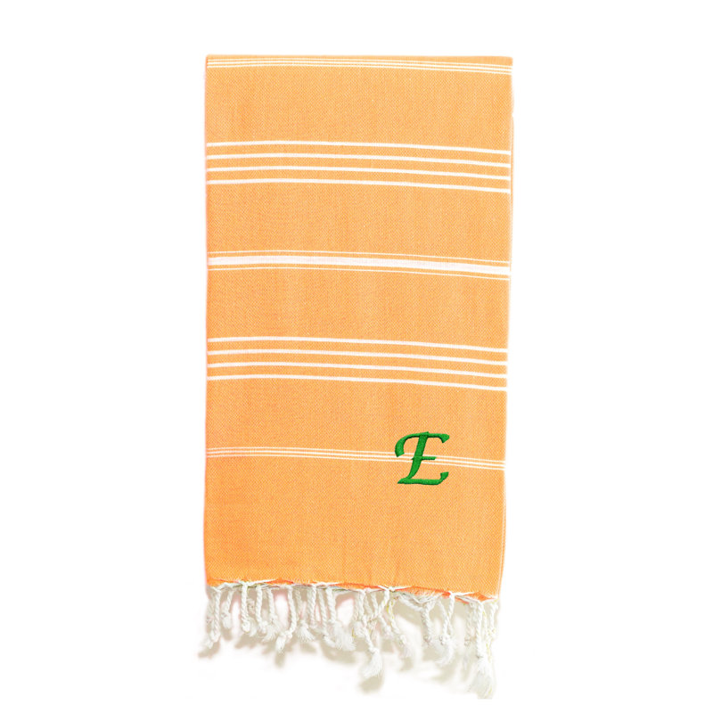 Serviette de plage 100% coton Pestemal Lucky, Vert clair / blanc, E
