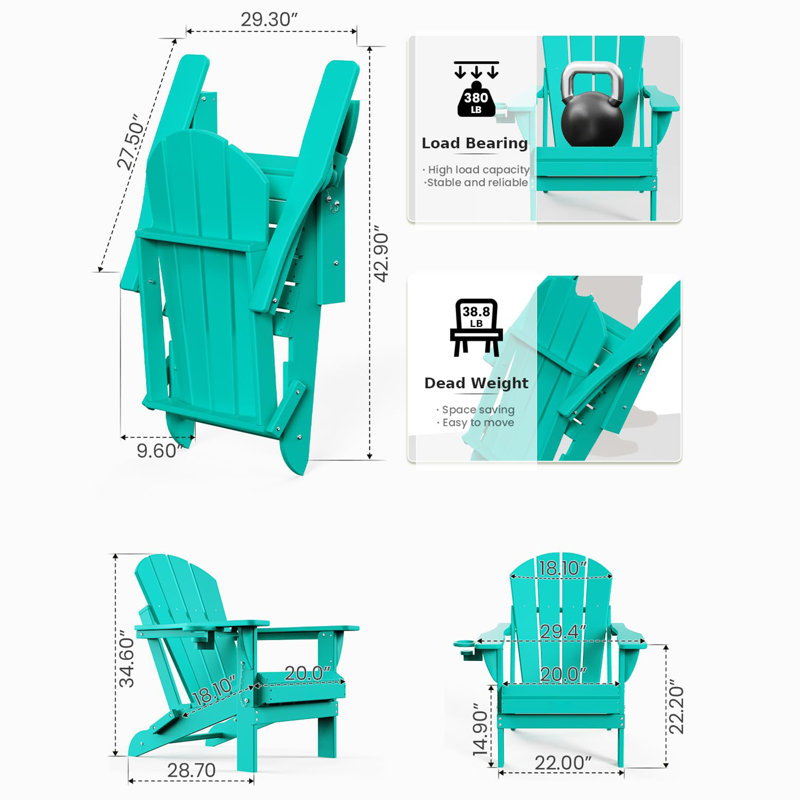 Folding Adirondack Chairs HDPE Weather Resistant