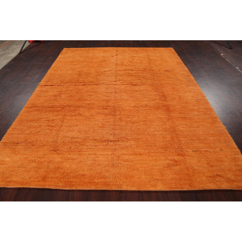Tapis décoratif en laine noué à la main de conception unique 6 pi 9 po x 9 pi noué à la main New Age