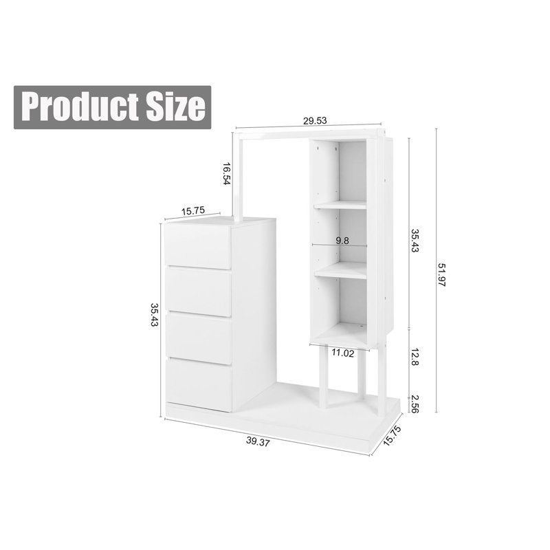 Armoire 4 tiroirs avec tablettes de rangement