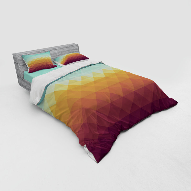 Modern & Contemporary Polyester Geometric Shapes Duvet Cover, Queen Duvet Cover + 3 Additional Pieces
