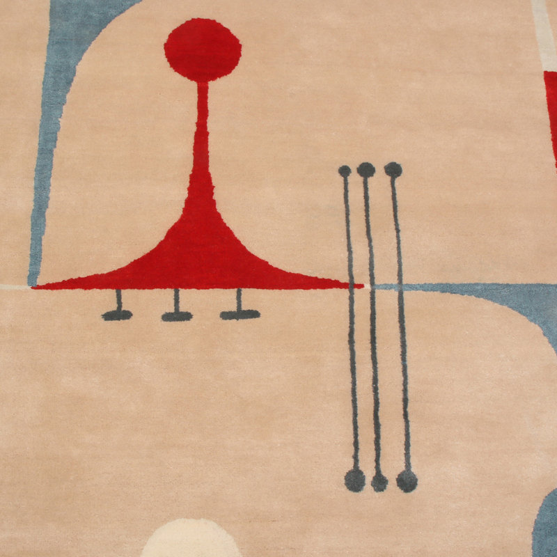 Mid Century Modern Hand Knotted Geometric Area Rug, Rectangle 9' x 12'