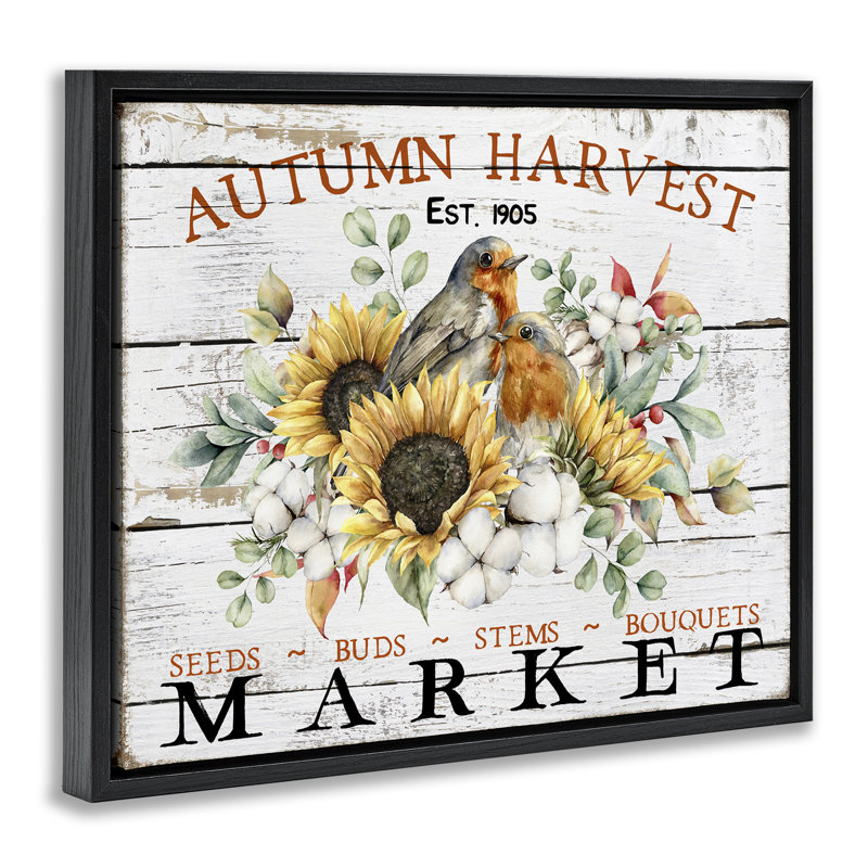 Art automnal sur toile, marché d'automne par Creatif Belle, H 25 po x l 31 po, Cadre flottant noir de jais