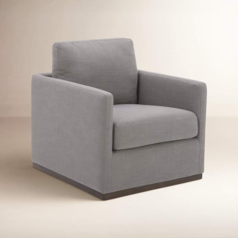 Bobbi Upholstered Swivel Armchair with Reversible Cushions (Set of 2), Effie Flint Performance Linen