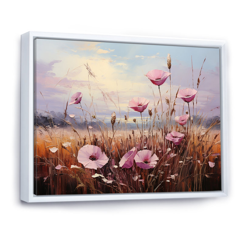 «Bloomed Flower Horizons II» sur toile, Cadre flottant blanc, H 16 po x l 32 po x P 0,5 po