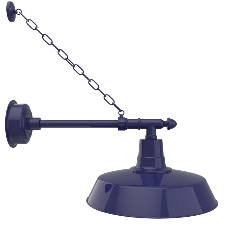 Luminaire de grange d'extérieur Oldage, H 11 po x l 8 po x P 30 po, Bleu de cobalt