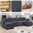 Modechai 137”W U-Shaped Modular Couch with Double Ottomans-1456595357