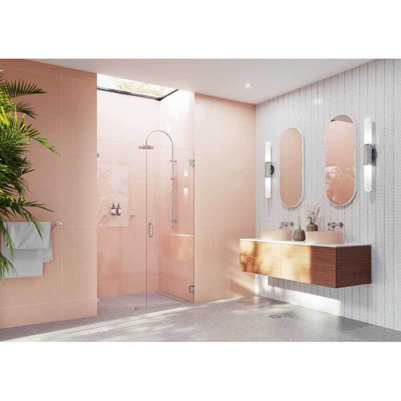 Illume 51.5 in. x 78 in. Fully Frameless Wall Hinge Shower Door, Polished Chrome