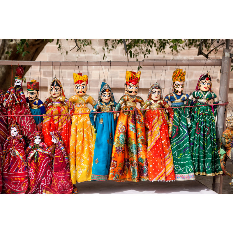 Colorful Rajasthan Puppets by Byheaven - Wrapped Canvas Print, 20cm H x 30cm W x 3.8cm D