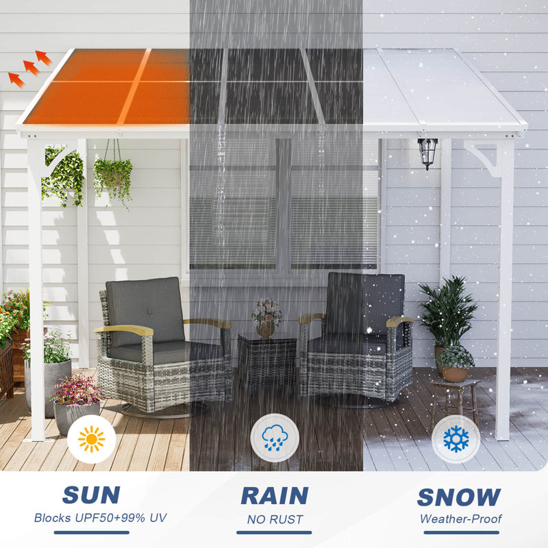 10' x 10' White Aluminum and Polycarbonate Solar Gazebo