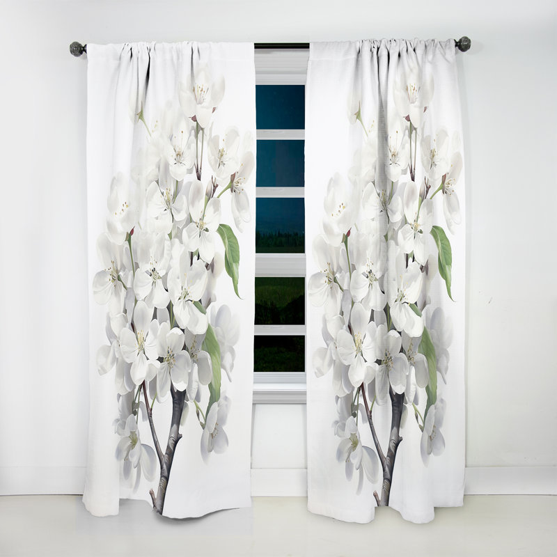 Jalyn Apple Blossom Monochromatic Elegance XXIV - Traditional Curtain - Velvet Room Darkening - 1 Panel, 52" W x 95" L