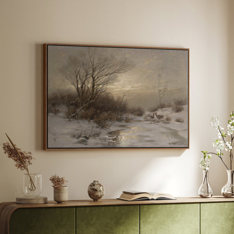 Paysage rétro - CCLxxiv, Toile encadrée noyer flottant, H 17 po x l 25 po