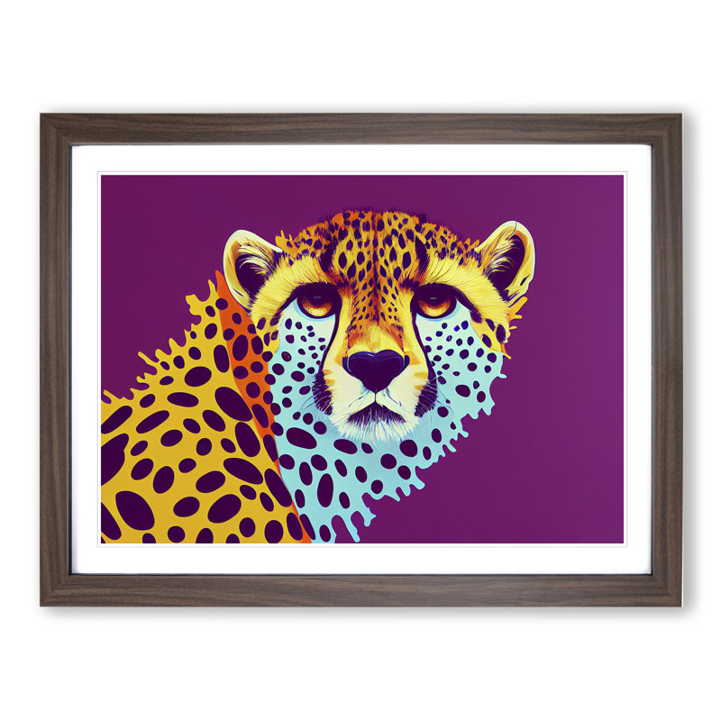 Unforgettable Cheetah - Framed Print, 46cm H x 64cm W x 2cm D, Walnut