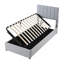 Lit plateforme simple tapissier avec système de rangement hydraulique, gris