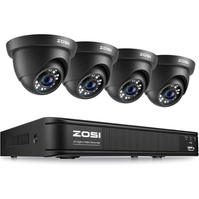 8CH DVR Security Camera System with 1080P Wired Dome Outdoor camera, IP66, 80ft Night Vision -  ZOSI, 8VMA-419B4S-00-US-A10