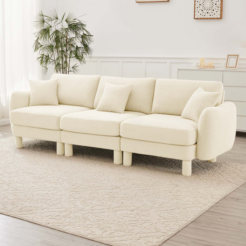 Canapé 3 places en tissu Boucle, Beige
