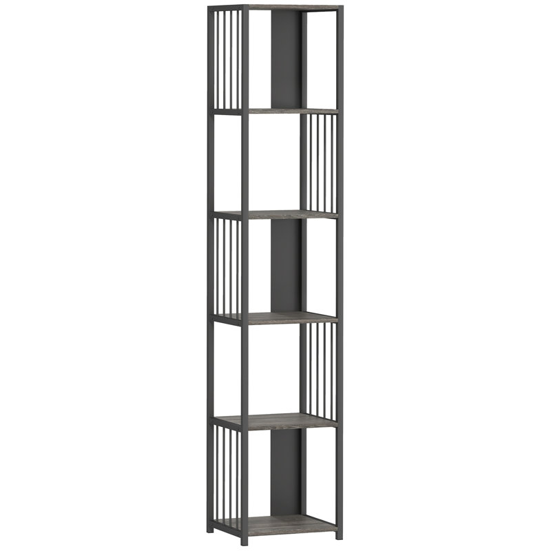 165cm H x 33.5cm W Metal Standard Bookcase, Grey