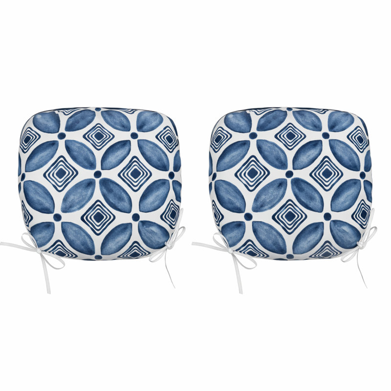 Outdoor Patio Chair Cushions, Polyester, Blue Floral