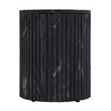 Sylvester 15 in. W Round Marble and Wood Side Table