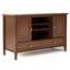 Meuble télé en bois massif brun roux Warm Shaker de 47 po de largeur pour téléviseur de 50 po ou moins