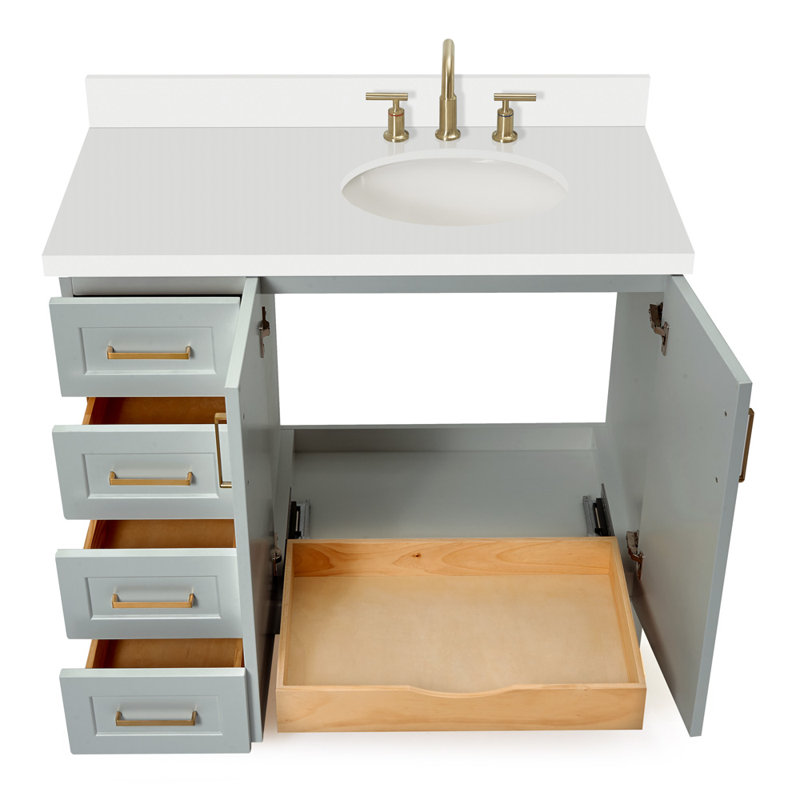43 IN.  Single Bathroom Vanity, Gray, Rectangular, Right 