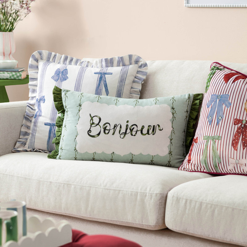 Noortje Bows Striped Square Throw Cushion